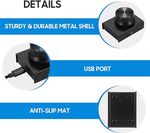 Image of USB Volume Control, Multimedia Controller Knob, PC Computer Speaker Audio Multimedia Volume Remote Control Adjuster with One Key Mute Function Support Win7 /8 /10 /XP /Mac /Vista /Android /iOS (Black knob)
