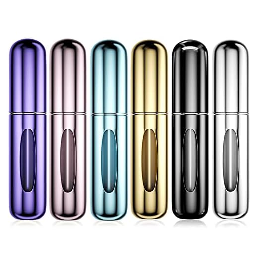 Newaner 6 piezas 5ML Atomizador Perfume Recargable, Mini botella rociadora portátil, Rociador de botella de perfume con ventana, Perfecto para caminar, viajar, salir de noche y fiestas.
