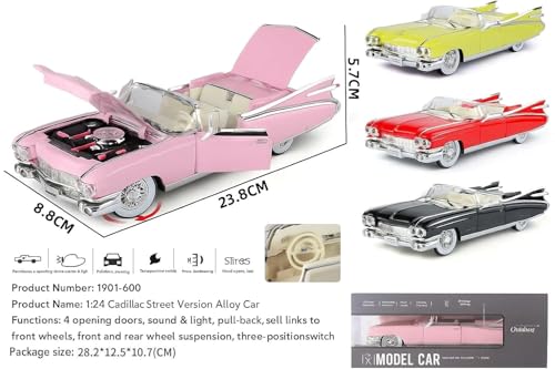 Image of Alokik Enterprise 1:24 Scale Classic 1950s Die Cast Metal Car Model with Sound & Light, Opening Doors Hood Trunk, Pull Back Action, Collectible Toy Car for Kids & Adults【Color As Per Stock】