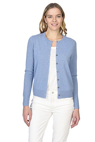 Image of State Cashmere Women's 100% Pure Cashmere Button Front Long Sleeve Crew Neck Cardigan Sweater