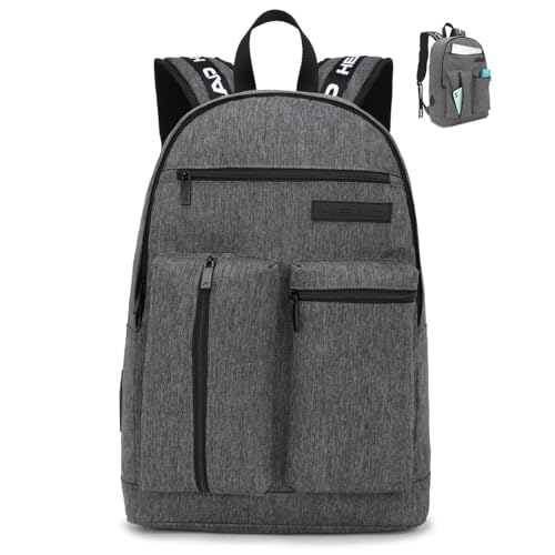HEAD 30L Laptop Backpack for Men, Lightweight Work Backpacks Fits 15.6 inch Notebook, Waterproof Casual Daypack for Business/College/Travel/Daily, Gray
