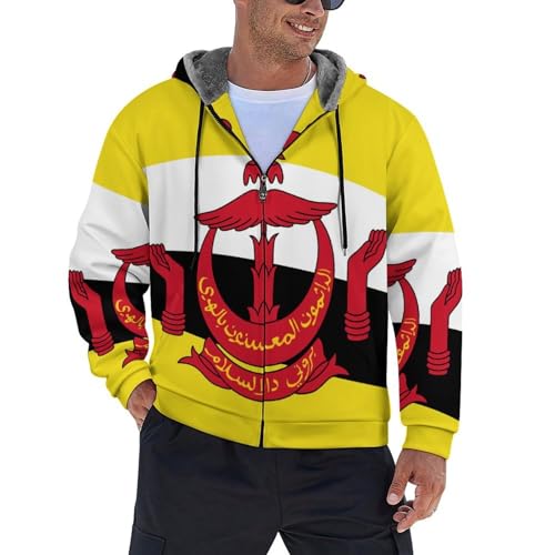 Veste polaire homme chaude à capuche pour l'hiver et sport en grande taille marron