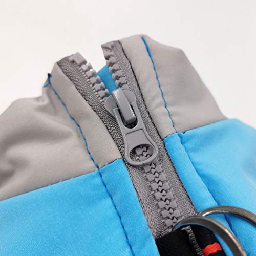 PengGengA Haustier Hund Kleidung 2-lagige mit Fleece Gefütterte Hundejacke Winddicht Hundemantel Reißverschluss 4-beinige Hunde Overall Jacken (Blau, 4XL)