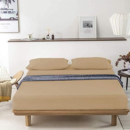 Image of YRM Bedding's - Egyptian Cotton Bedsheet 400-TC Premium Hotel Quality 1 Bedsheet (66x96) + 2 Pillow Covers (18x28) - (Single Bed Size, Beige Color)