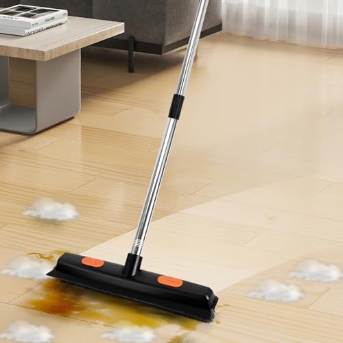 Gummibesen zur Tierhaarentfernung, Teppichbürste mit Abzieher, 125 cm lange Gummi-Kehrbürste mit Handgriff, Silikonboden für den Innen- und Außenbereich, zum Entfernen von Haaren, Fusseln, Schmutz – Bild 8