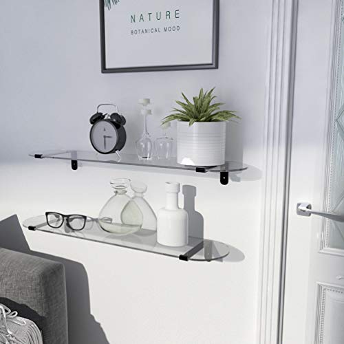 Whitebeach Glass Shelf Bathroom,Set Of 3 Glass Shelves Floating Wall Shelf Display Ledges – Storage For Bedroom, Living And Hallway (Hardware Included) #TOP3