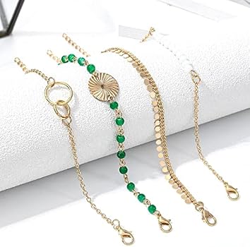 Jovono Lot De 5 Bracelets De Cheville Bohème En Perles - Style Coloré Et Confortable