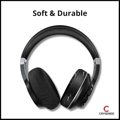 Image of Crysendo Headphone Ear Cushion Cover for Audio Technica, Son-y, JBL, AKG Headphones | Protectors for 9-12cm Earpads | Stretchable Fabric Ear Cushion Sweatproof Ear Pad Cover (Large - 2 Pair) (Black)