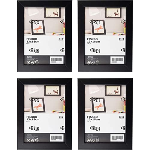 Ikea FISKBO Set of 4 Photo Frames, Black, 13 x 18 cm