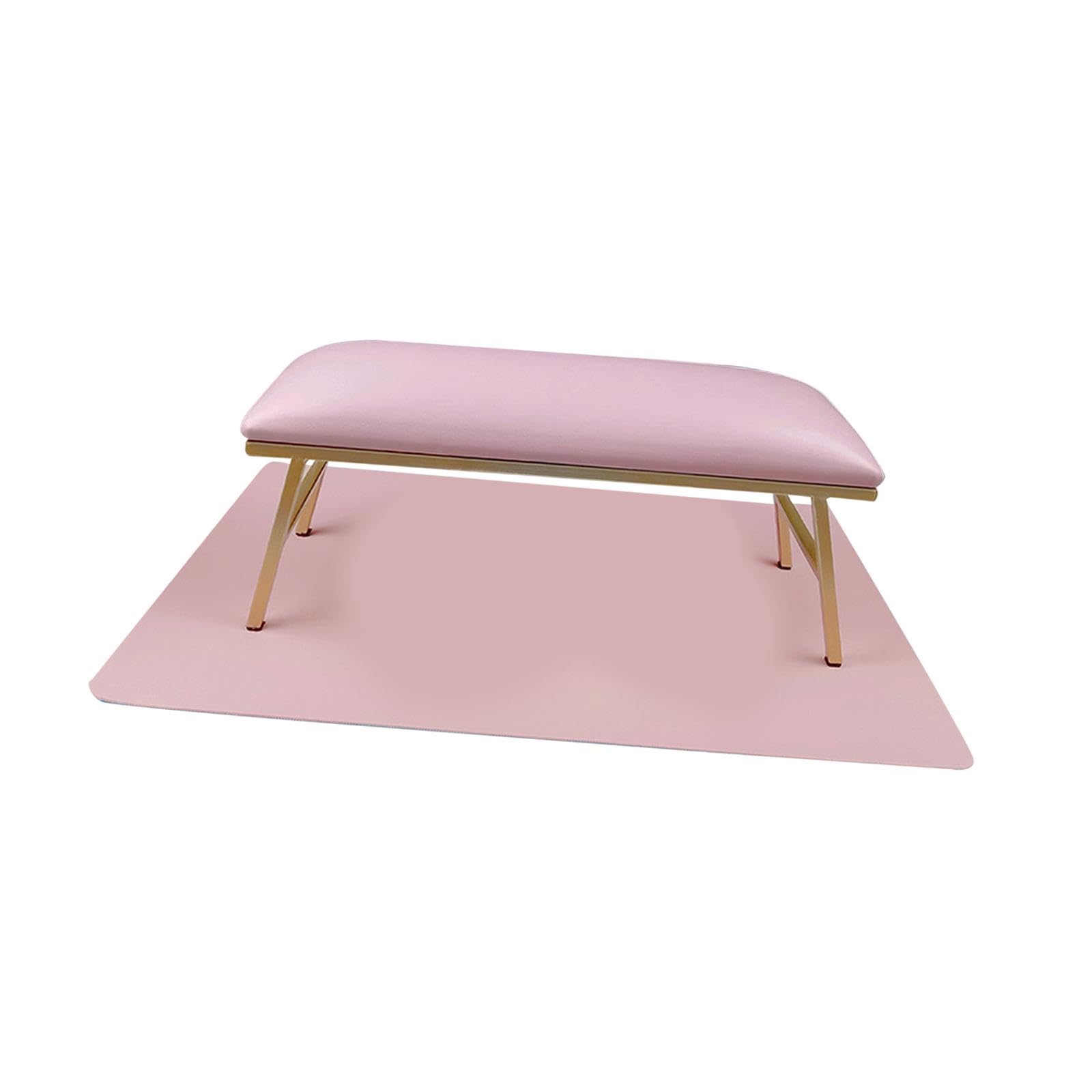 Almohada para Uñas Set Cojín Reposabrazos Tapete Manicura Relleno Suave Impermeable Estructura Metal Duradera Adecuada para Manicuristas Estudiantes, Rosado