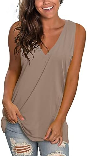 SAMPEEL Maternity Tank Tops Plus Size Womens Comfy Sleeveless Tee Shirts Layering Khaki XXL