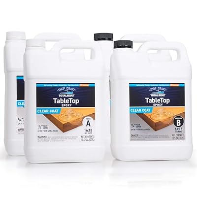 TotalBoat Table Top Epoxy Resin Kit - 4 Gallon Crystal Clear Formula with High Gloss & Self-Leveling Finish - Easy 1:1 Ratio for DIY Bar and Counter Coating, Woodworking, and Original Art Casting
