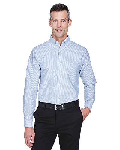UltraClub Men's Classic Wrinkle-Resistant Long-Sleeve Oxford 3XL BLUE/ WHITE