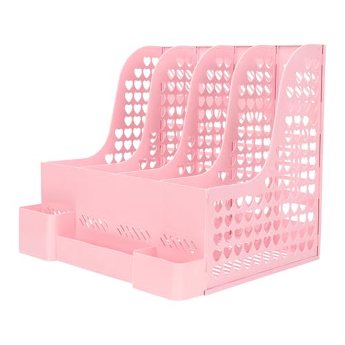 Boîte de rangement fichiers rose à compartiments multiples pour document bureau et maison