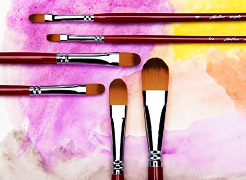 Set di 6 pennelli in 6 misure, punta a forma
