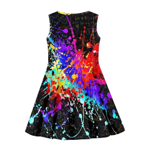 KIDVOVOU Girl's Paint Splatter Print Sleeveless Tank Dress Summer Casual Swing Dress Beach Sundress4