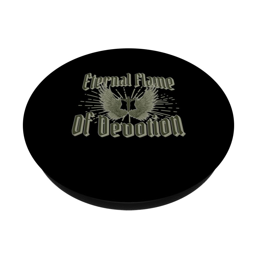 Eternal Flame of Devotion T-shirt for men women PopSockets Swappable PopGrip, Black - Image 2