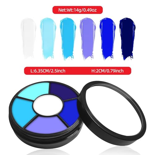 image for Go Ho 6 Colors Blue Face Body Paint,Cream Washable Formula Face Painti