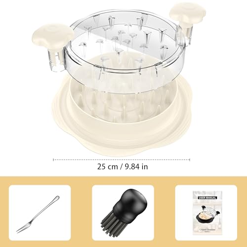 Image of Chicken Shredder Tool Twist Large Chicken Breast Shredder with Brush&Fork, Visible Meat Shredder Machine, Strong Anti-Slip Strip, Ergonomic Handle, BPA Free, Suitable for Pork Beef Chicken (White)