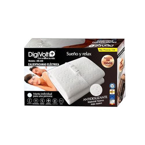 Weida | Calentador De Cama Eléctrico Individual | Con 2 Niveles De Temperatura, 70W, Material Suave Y Antideslizante | Con Mando De Control | Calentador Ideal Para Cualquier Cama (150cm-80cm)