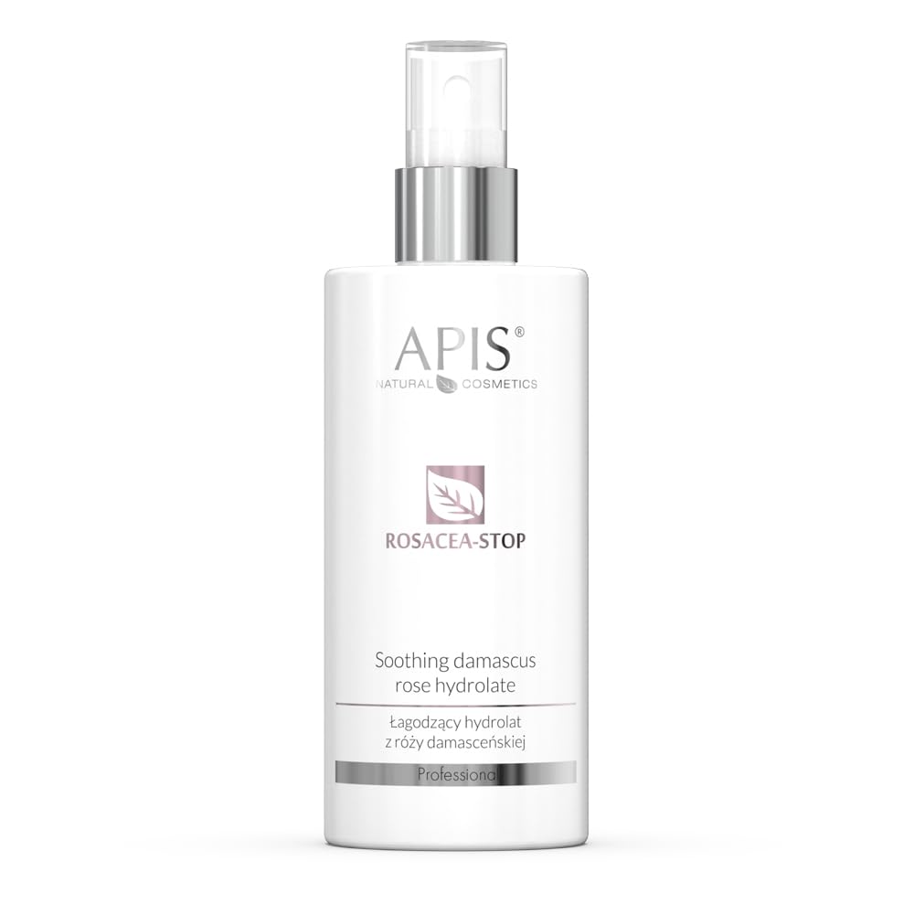 APIS Natural Cosmetics Rosacea-Stop Soothing Damascus Rose Hydrolate, 300ml, Professional Facial Mist for Sensitive Redness-Prone Skin