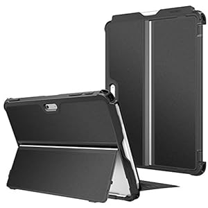 FINTIE Hülle für Microsoft Surface Go 4/3/ 2/1 (2023 2021 2020 2018) 10 Zoll Tablet, Stoßfeste Robuste Schutzhülle mit Stifthalter Original Ständer, Type Cover Kompatibel, Schwarz