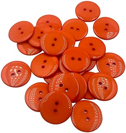 100 PCS 25mm 1 Inch Buttons for Crafts, Large Buttons 2 Hole Round Sewing Buttons Colored Craft Buttons for Sewing Scrapbooking and DIY Crafts Orange A1071