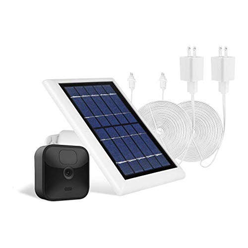 Wasserstein 1-Pack Solar Panel with Internal Battery Bundled with 2-Pack Weatherproof Power Cable Compatible with Blink Outdoor & Blink XT2/XT Camera (White)