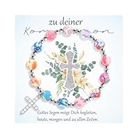 RMMD Erstkommunion Geschenke Mädchen, Kommunion Geschenke für Mädchen, Silber Kreuz Armband, Erstkommunion Geschenkes Kommt mit Karte und Stoffbeutel