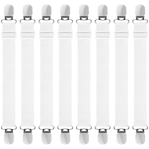 Hanyousheng 8Pcs Tendeur Drap Housse, Tendeur Drap Housse Élastique, Attache Drap Housse, Attache Sangle de Maintien Ajustable, pour Matelas,Planche à...