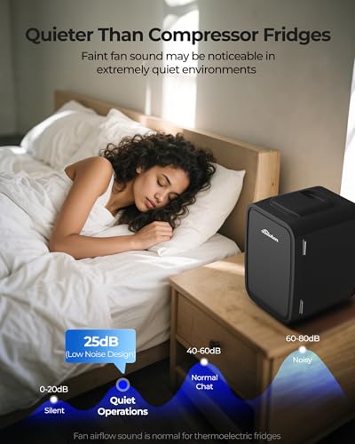 Image of BEICHEN Mini Fridge, 4 Liter /6 Can Portable Refrigerator for Bedroom Office Dorm Car- Fast Cooling, Low Noise, 100-125V AC /5-12V USB Small Compact Refrigerator for Skincare, Food, Drinks(Black)