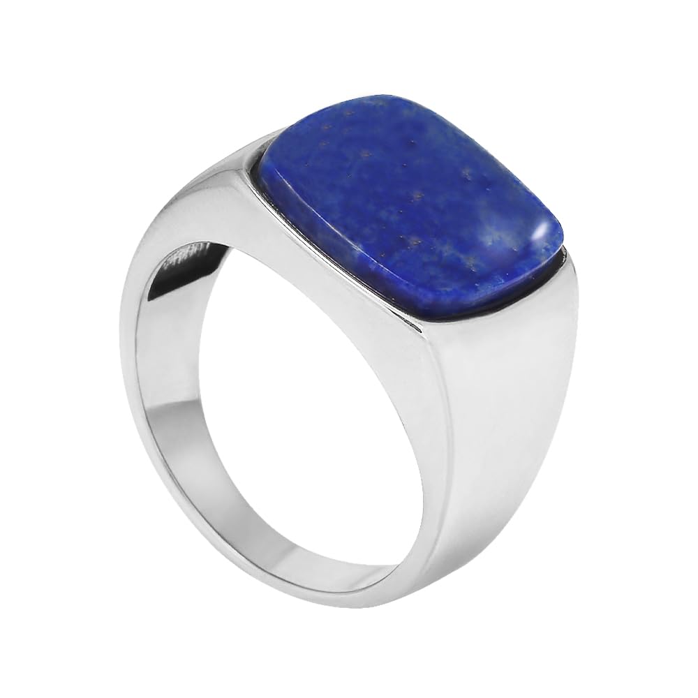 925 Sterling Silver Square Plain Black Agate Rings for Men Agate/Malachite/Lapis Lazuli Signet Ring Male Classic Simple Jewelry
