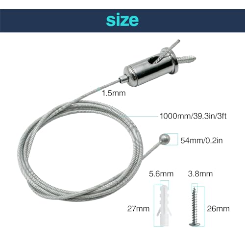 Image of Hexagon Garage Lights Suspension Cables Kit Steel Hanging Chains 1m / 3.28ft, Hex Honeycomb Light Connectors Pendant Light Wire Rope Cable Heavy Duty Chandelier Wire Adjustable (20pcs 1m)