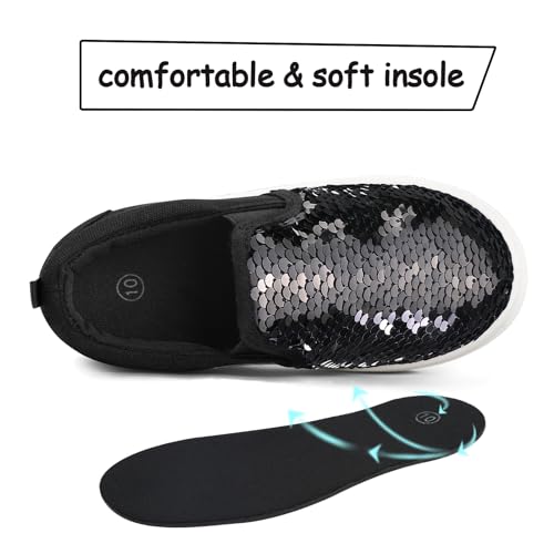 k komforme toddler slip on sneakers girls sparkle sequins canvas walking shoes