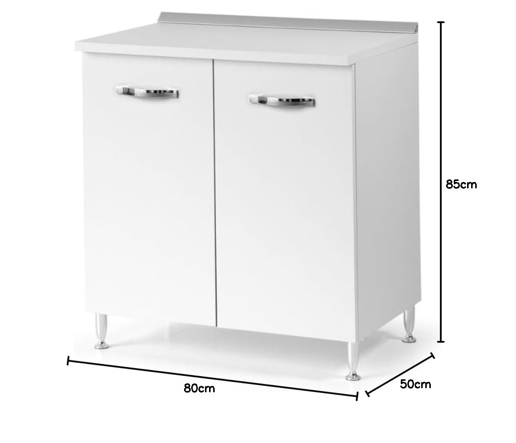 Linea Azzurra Base 80 Mobili Cucina Componibile con 2 Ante e 2 Ripiani in Legno Made in Italy H85xL80xP50 cm Elegante Funzionale Facile da Montare (Bianco Frassinato)