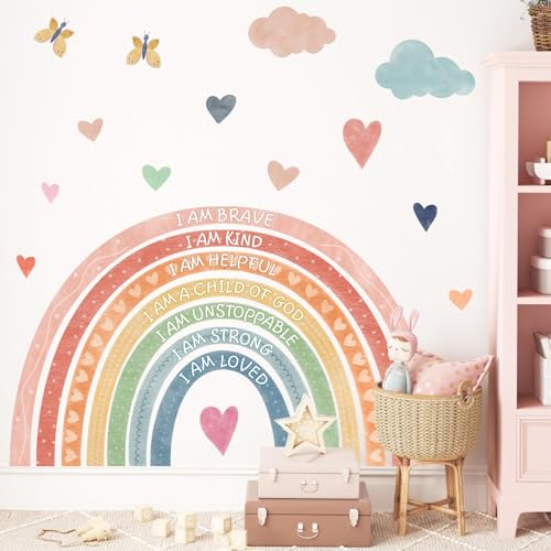 Vinilo Decorativo Arcoíris Boho con Frases Inspiradoras 20.6x34" miniatura 1