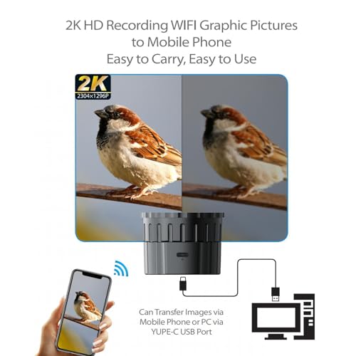 Sunicon Câmera telescópica, ocular digital suporta gravação de vídeo 2K e fotos de 4 MP, câmera ocul