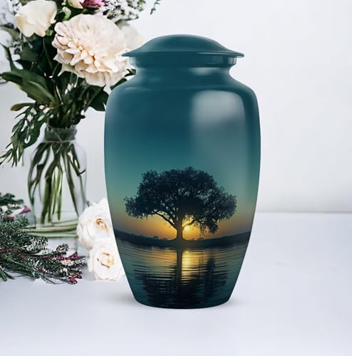 Image of Personalized Tree - Large Urns for Human Ashes Adult Male - Burial Urn for Ashes for Women - Decorative Cremation Urns - 10 Inch - Large with Velvet Bag - Funeral Urns for Human Ashes Adult