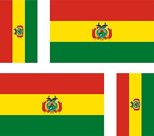 Akachafactory 4 x Autocollant Sticker Voiture Moto Valise pc Portable Drapeau Bolivie bolivien