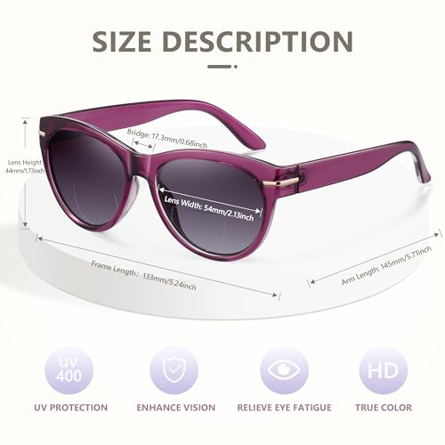 Image of EASY READ 2 Pack Bifocal Reading Sunglasses for Women | Trendy Sunglasses Readers, UV400 Protection,Exquisite Metal Decoration, Great for Reading Outdoors