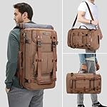 WITZMAN Canvas Backpack Vintage Travel Backpack Large Laptop Bags Convertible Shoulder Rucksack(A519-1 Brown) - Image 2