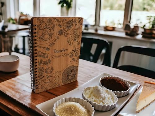 Custom-Recipe-Book-Christmas-Gift-Personal-Cookbook-With-Wooden-Cover-Write-In-Family-Recipes-Spiral-Bound-Recipe-Journal-Gift-For-Foodies-5th-Wedding-Anniversary-Mothers-Day-Kitchen-Keepsake