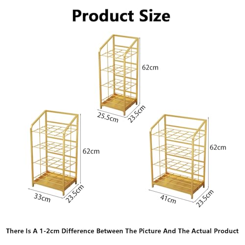 Platzsparender Eckschirm-Halter-Stand-stärmer Eisen-vertikatischer Rack für Home Office-Eingangs-Organize-feuchte trockene Regenschirme Kompaktes Design schwarz 25,5x23,5x62cm