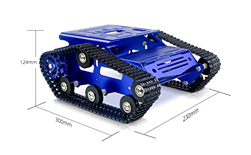 Image of Smart Robot Car Chassis Kit Aluminum Alloy Big Tank Chassis with 2WD Motors for Jetson Nano /Raspberry Pi /Arduino DIY STEM Education Projects and ROS Research (Blue, with DC Motor)