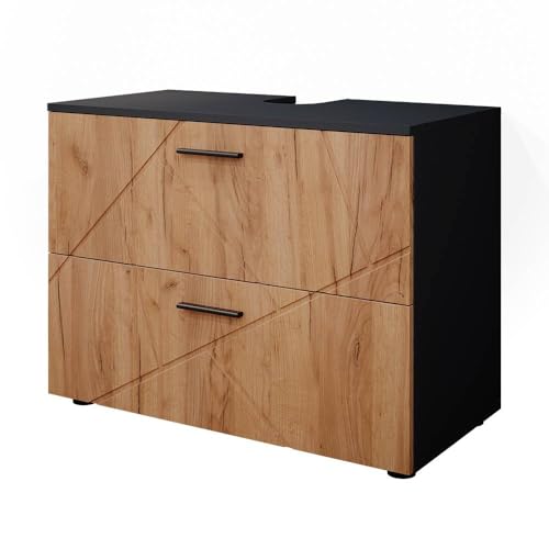 Vicco Waschbeckenunterschrank Goldkraft Eiche/Anthrazit Irma 80x59x41 cm - Unterschrank Badezimmer,...