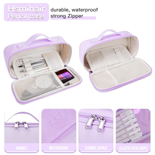 Image of Hsmihair Big Capacity Pencil case pencil Bag Multifunctional Pencil Pouch with Compartmens, pencil box for girls boys Stationery Bag Pencil case Pouch Cosmetic 2100ML (Purple)
