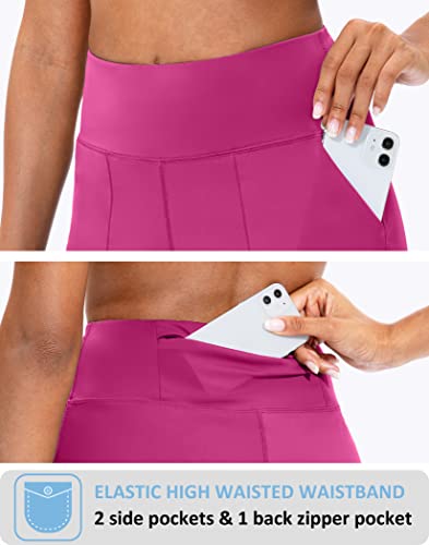 Image of SANTINY Bermuda Shorts for Women with Zipper Pocket Womens High Waisted Long Shorts for Running Workout Athletic