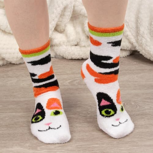 Image of BambooMN Super Soft Warm Cute Women's Animal Non-Slip Fuzzy Fluffy Crew Winter Home Socks