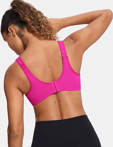 Image of SYROKAN Women's High Impact Underwire Sports Bra High Support Large Bust Padded Adjustable Straps Running Bra