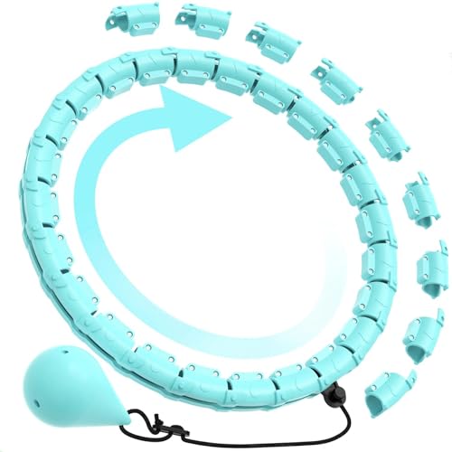 DAILIENFUS Hula Hoop Reifen Erwachsene, Hula Hoop mit Gewicht Kugel,Hula Hoop Reifen Erwachsene 2-3 kg, Hulahupreifen für effizientes Abnehmen Hula Hoop für Erwachsene und Kinder(Cyan)